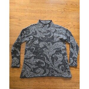 Peruvian Connection Alpaca Blend Womens Mock Kneck Knit Sweater Gray Size Medium